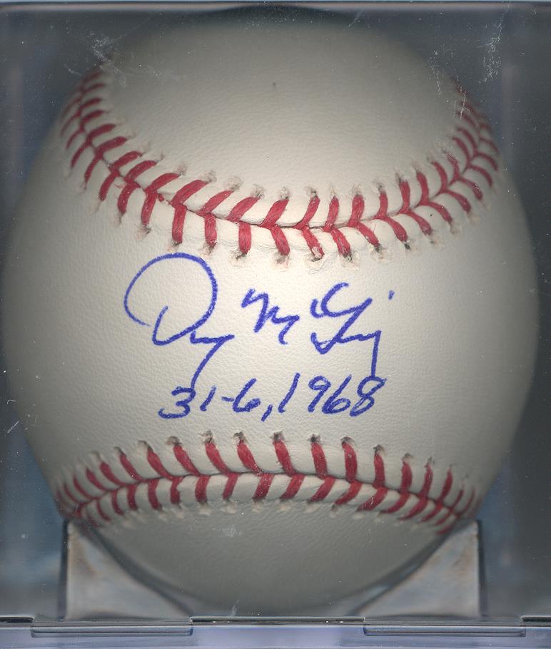 Denny McLain 31-6 1968 Detroit Tigers OML Autographed Signed Baseball COA